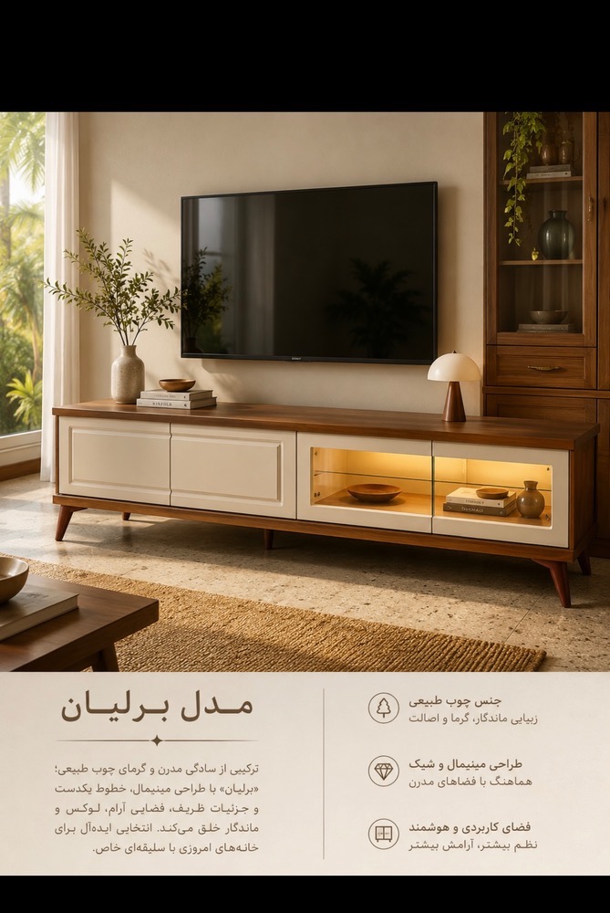 میز تی وی طرح برلیان ۱۸۰ سانت تمام mdf درجه یک